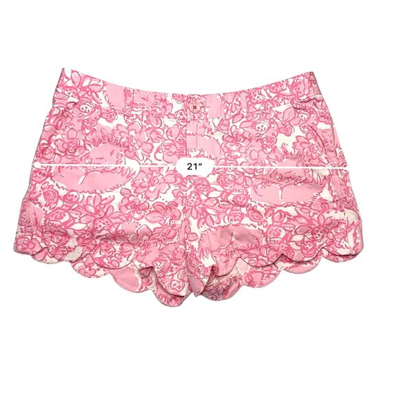 Lilly‎ Pulitzer Buttercup Shorts She's a Fox Pink 12 Scalloped Cottage Chic - Picture 5 of 11